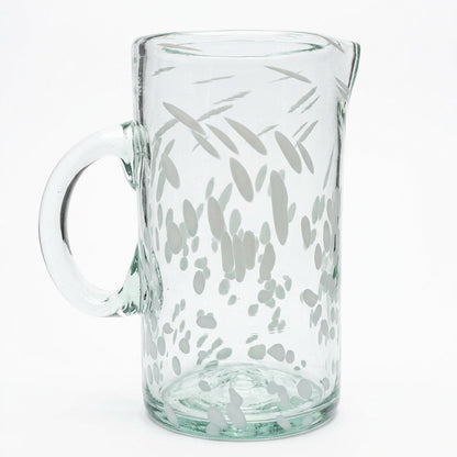 Lafiore Pitcher Confetti Weiß, mundgeblasener Krug aus recyceltem Glas, Mallorca