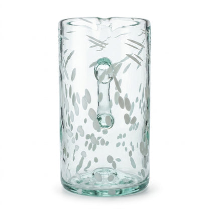 Lafiore Pitcher Confetti Weiß, mundgeblasener Krug aus recyceltem Glas, Mallorca