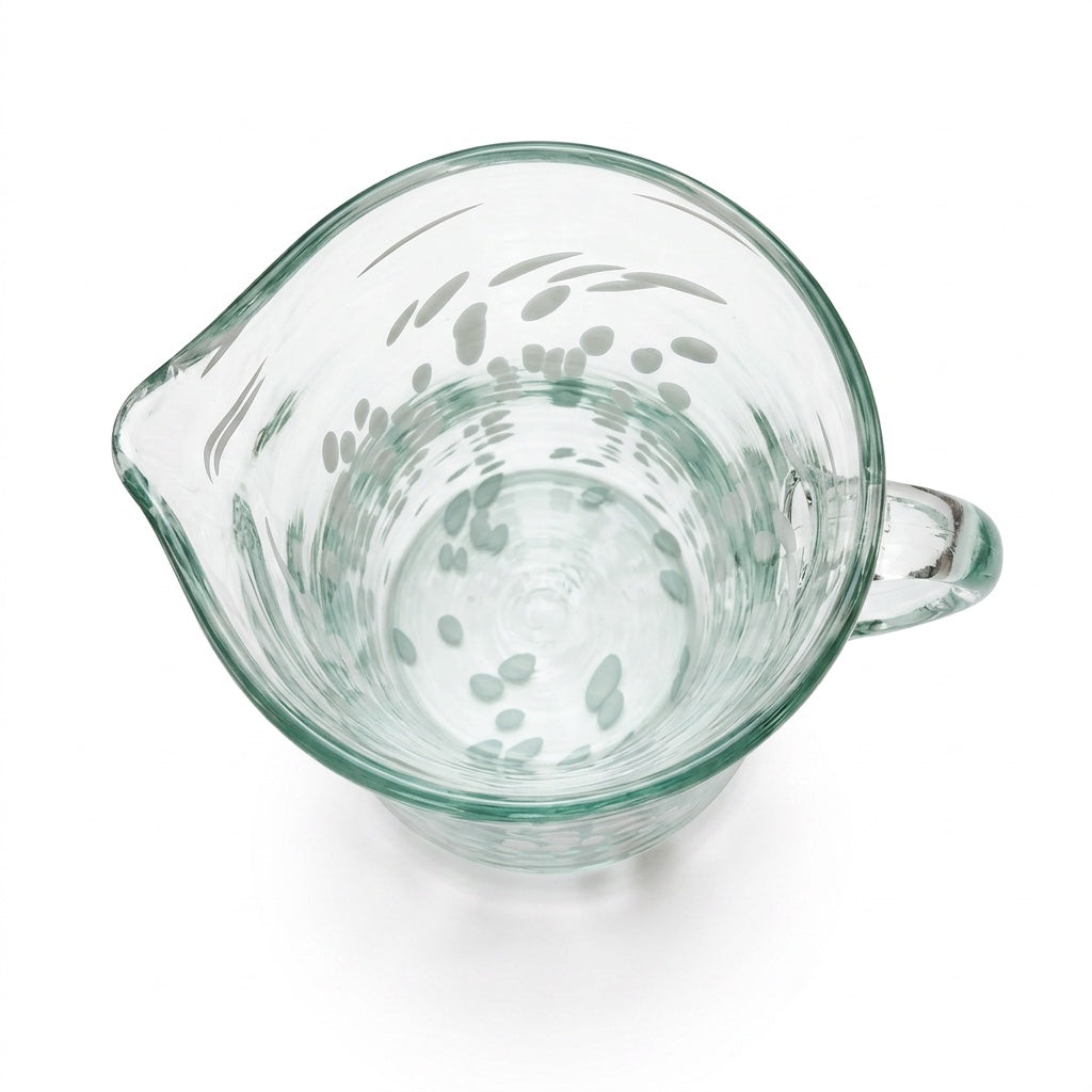 Lafiore Pitcher Confetti Weiß, mundgeblasener Krug aus recyceltem Glas, Mallorca
