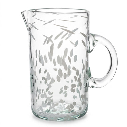 Lafiore Pitcher Confetti Weiß, mundgeblasener Krug aus recyceltem Glas, Mallorca