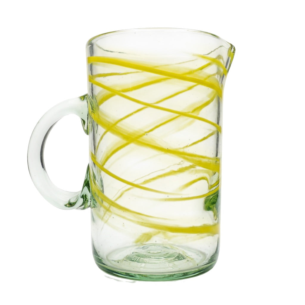 Lafiore Pitcher Mare Gelb, mundgeblasener Krug aus recyceltem Glas, Mallorca