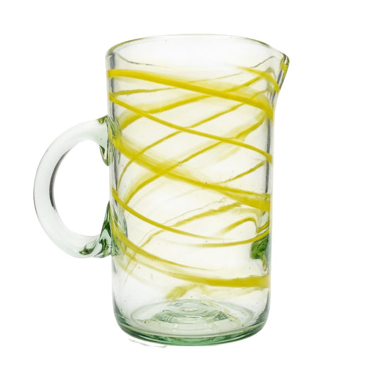 Lafiore Pitcher Mare Gelb, mundgeblasener Krug aus recyceltem Glas, Mallorca