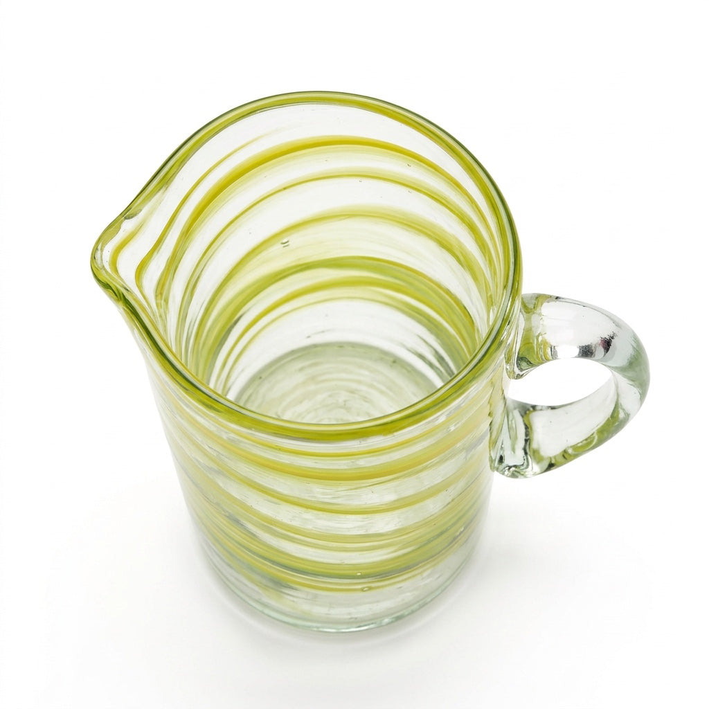 Lafiore Pitcher Mare Gelb, mundgeblasener Krug aus recyceltem Glas, Mallorca