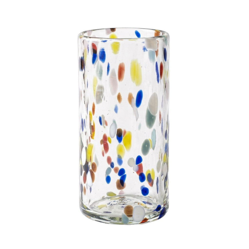 Lafiore Tube Tumbler Confetti Multi, mundgeblasenes Trinkglas aus recyceltem Glas, Mallorca
