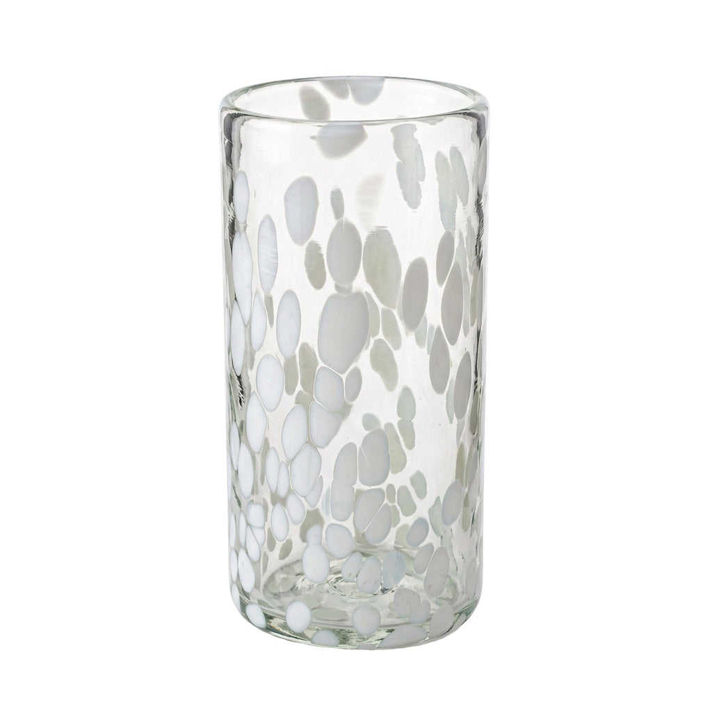 Lafiore Tube Tumbler Confetti Weiss, mundgeblasenes Trinkglas aus recyceltem Glas, Mallorca