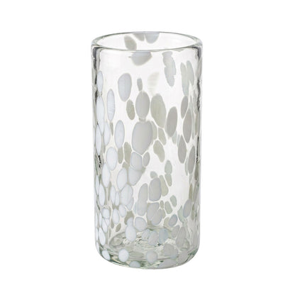 Lafiore Tube Tumbler Confetti Weiss, mundgeblasenes Trinkglas aus recyceltem Glas, Mallorca