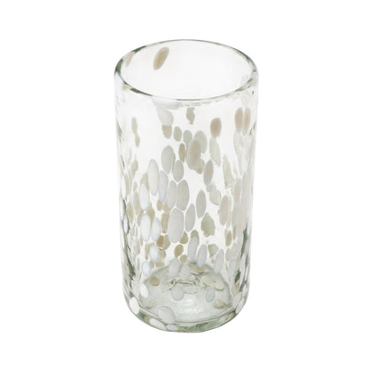 Lafiore Tube Tumbler Confetti Weiss, mundgeblasenes Trinkglas aus recyceltem Glas, Mallorca