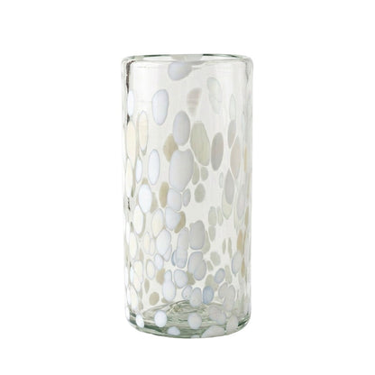 Lafiore Tube Tumbler Confetti Weiss, mundgeblasenes Trinkglas aus recyceltem Glas, Mallorca