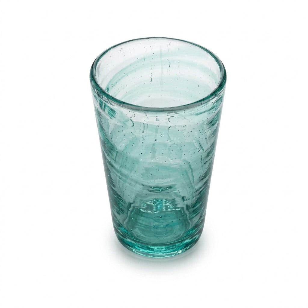 Lafiore Tube Tumbler Mare Grün, mundgeblasenes Trinkglas aus recyceltem Glas, Mallorca