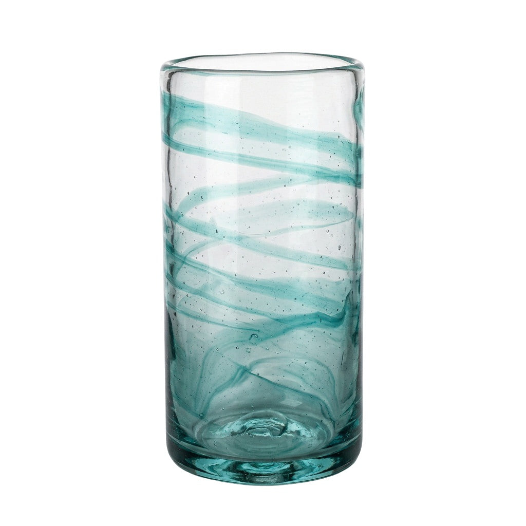 Lafiore Tube Tumbler Mare Türkis, mundgeblasenes Trinkglas aus recyceltem Glas, Mallorca