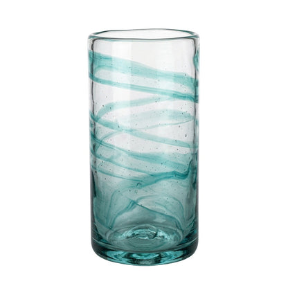 Lafiore Tube Tumbler Mare Türkis, mundgeblasenes Trinkglas aus recyceltem Glas, Mallorca