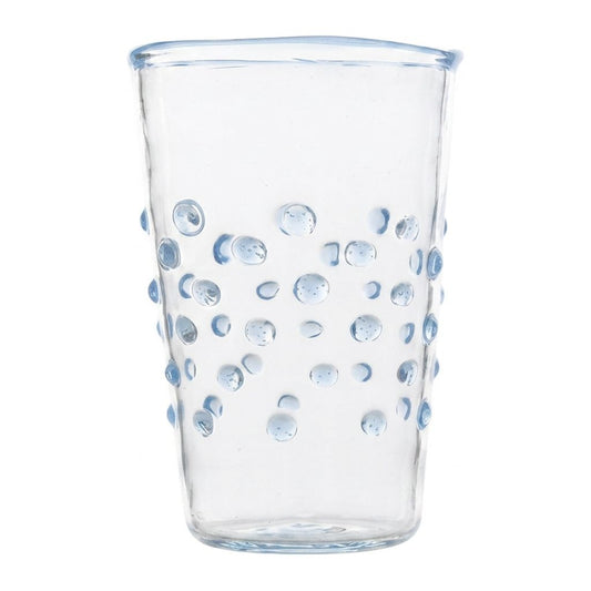 Wasserglas Dots in Farbe Hellblau auf weißem Hintergrund