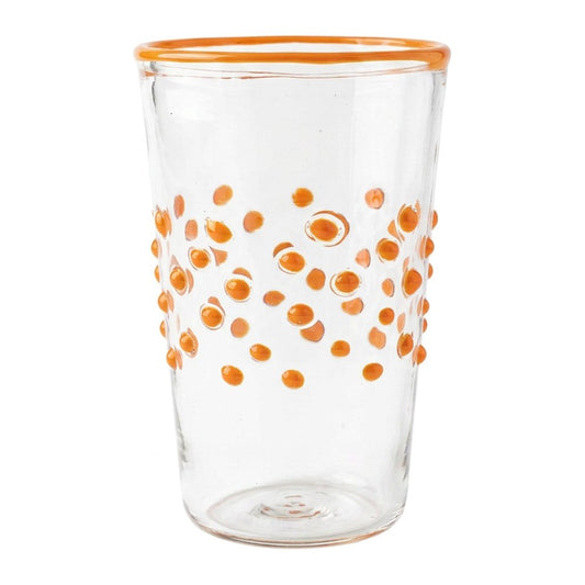 Wasserglas Dots in Farbe Orange auf weißem Hintergrund