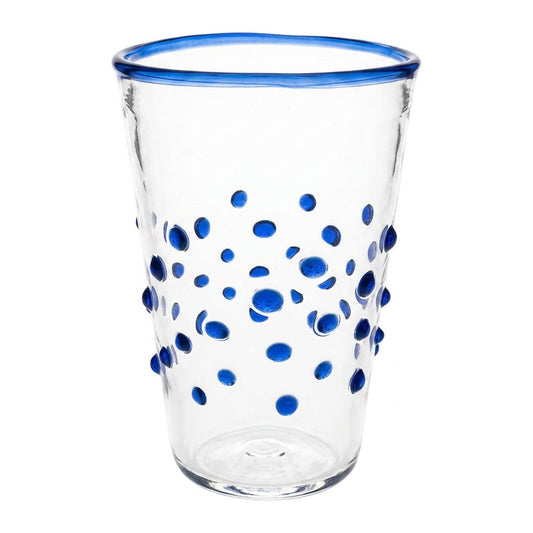 Wasserglas Dots in Farbe Tiefblau auf weißem Hintergrund