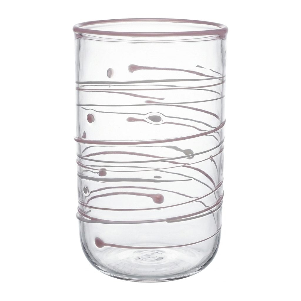 Wasserglas Tumbler mit rosa Linien, weitere Ansicht