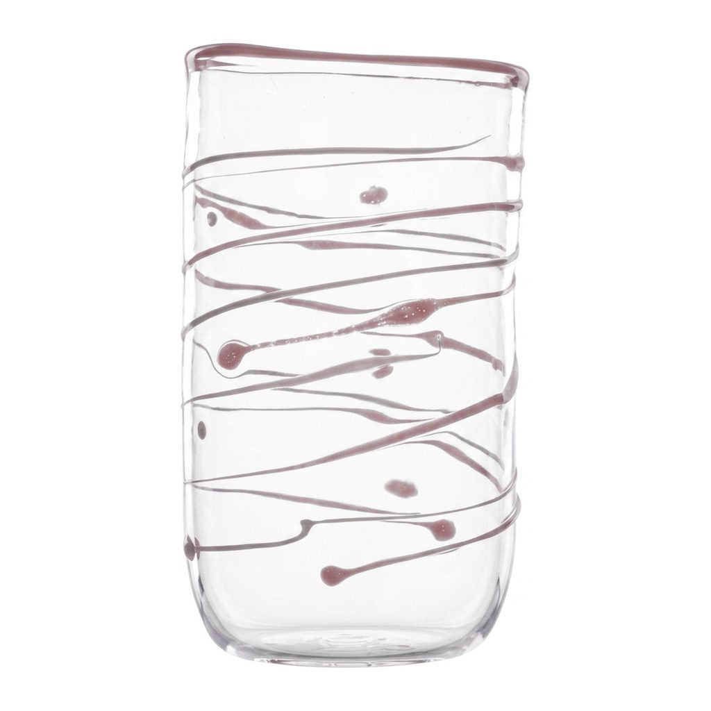 Wasserglas Tumbler mit rosa Linien, weitere Ansicht