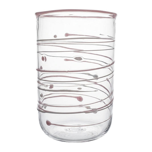 Wasserglas Tumbler mit rosa Linien auf weißem Hintergrund