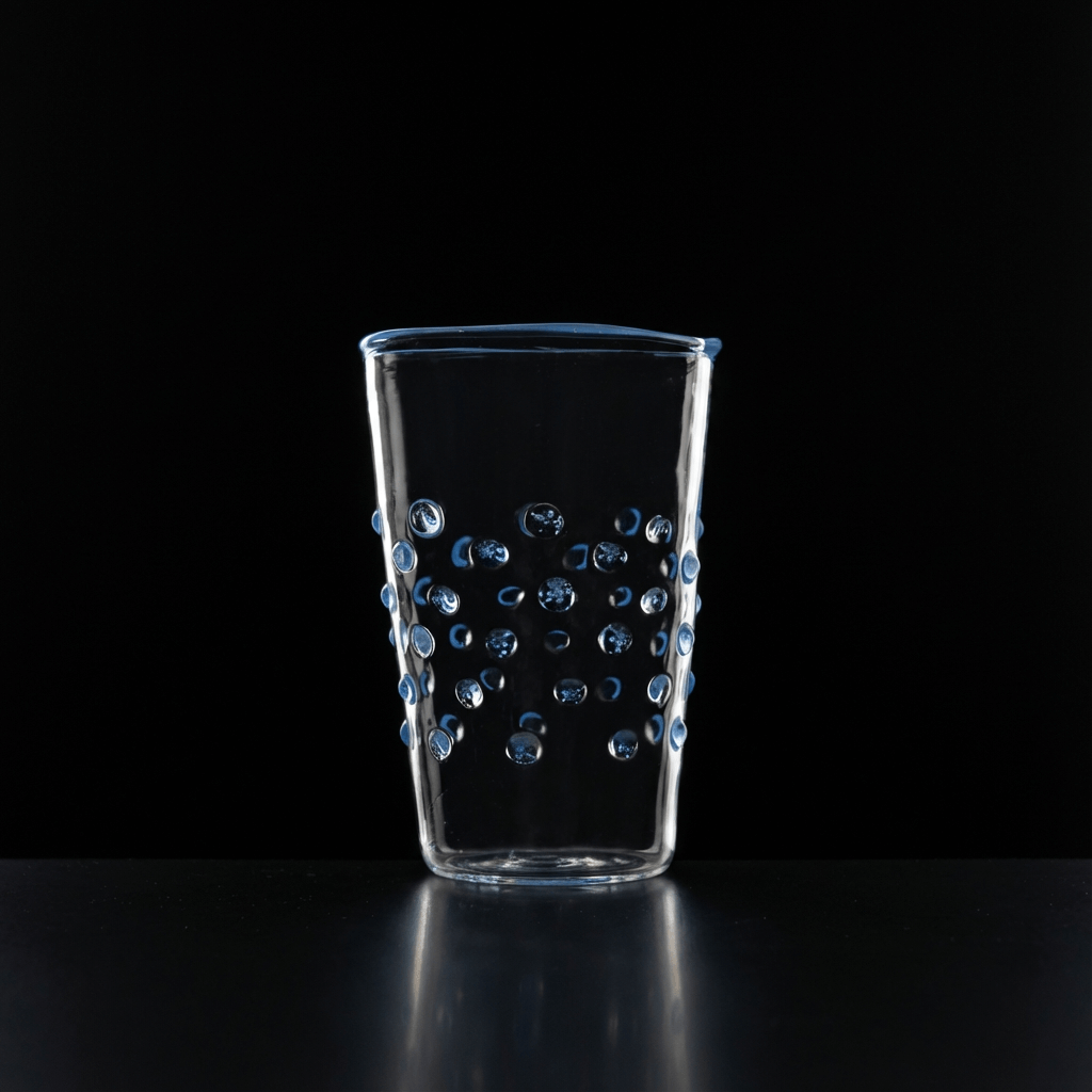 Wasserglas Dots in Farbe Hellblau auf schwarzem Hintergrund #farbe_Hellblau