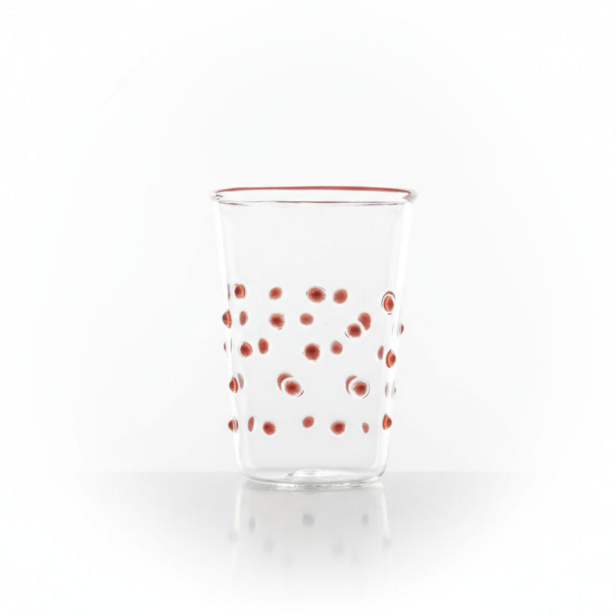 Wasserglas Dots in Farbe Rot leer