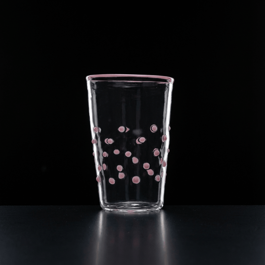 Wasserglas Dots in Farbe Rosa auf schwarzem Hintergrund #farbe_Rosa