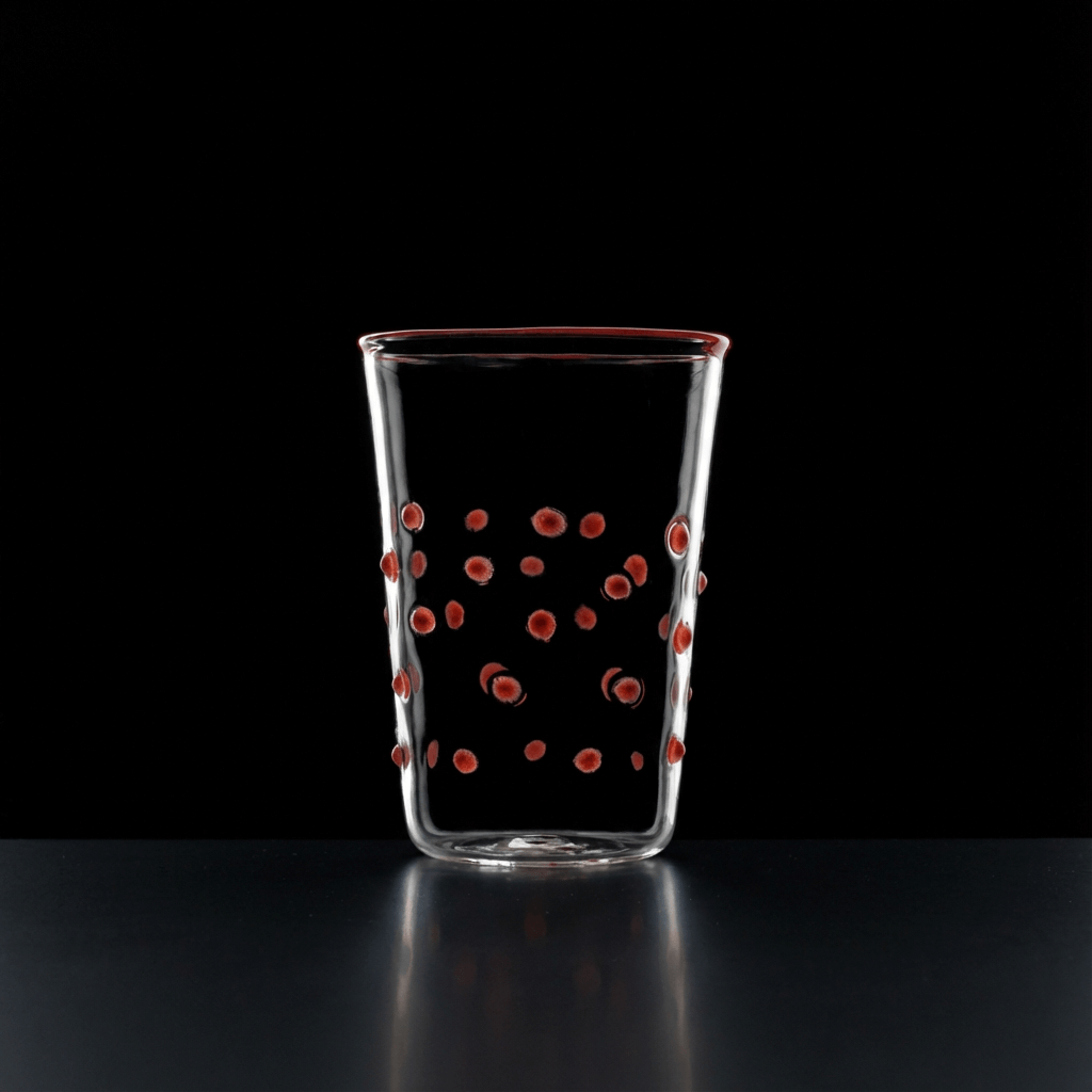 Wasserglas Dots in Farbe Rot auf schwarzem Hintergrund #farbe_Rosa