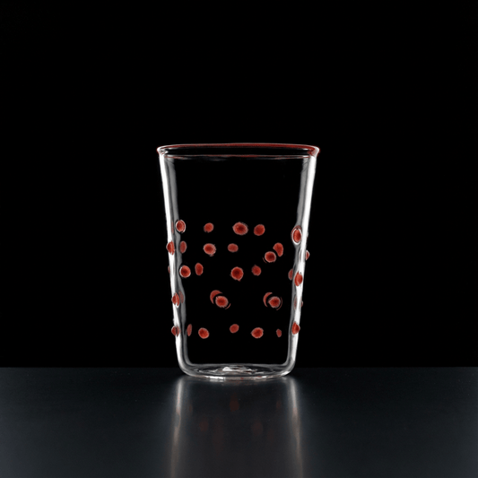 Wasserglas Dots in Farbe Rot auf schwarzem Hintergrund #farbe_Rosa