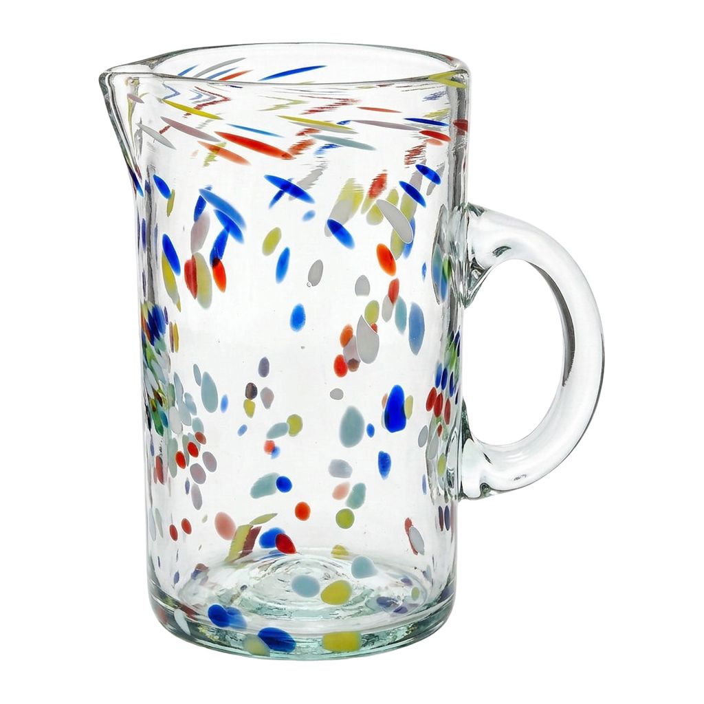 Lafiore Pitcher Confetti Multi, mundgeblasener Krug aus recyceltem Glas, Mallorca