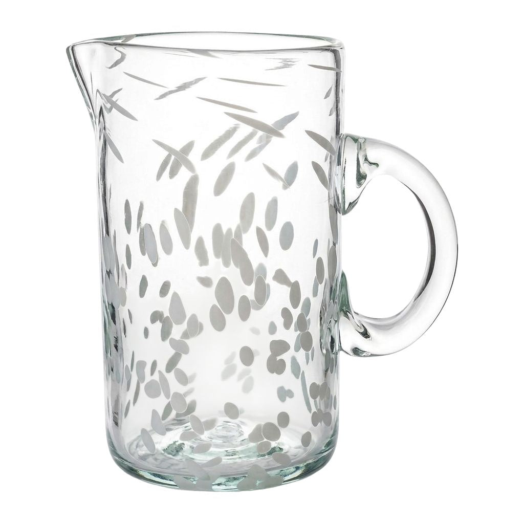 Lafiore Pitcher Confetti Weiss, mundgeblasener Krug aus recyceltem Glas, Mallorca