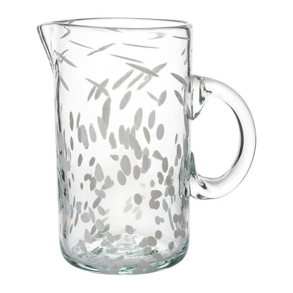 Lafiore Pitcher Confetti Weiss, mundgeblasener Krug aus recyceltem Glas, Mallorca