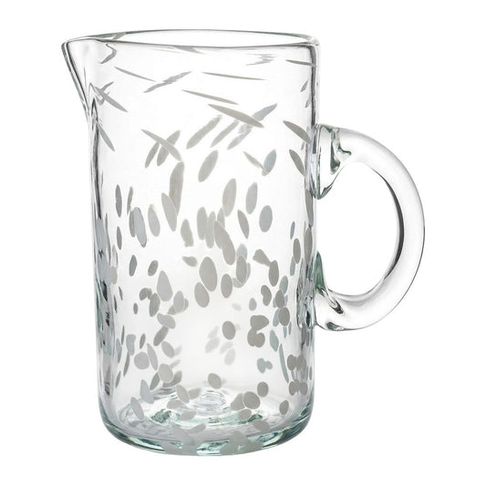 Lafiore Pitcher Confetti Weiss, mundgeblasener Krug aus recyceltem Glas, Mallorca