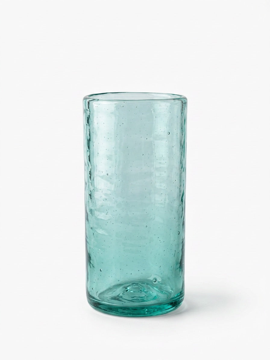 Lafiore Tube Tumbler Mare Grün, mundgeblasenes Trinkglas aus recyceltem Glas, Mallorca