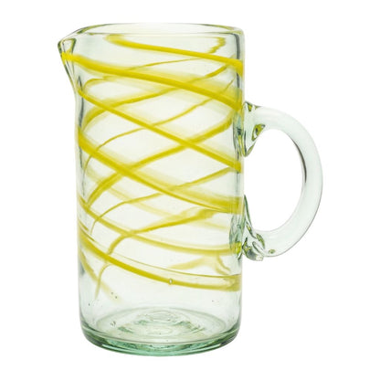 Lafiore Pitcher Mare Gelb, mundgeblasener Krug aus recyceltem Glas, Mallorca