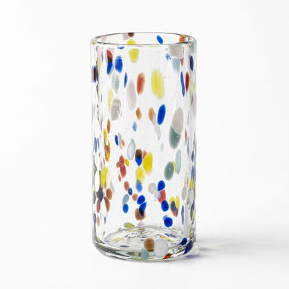 Lafiore Tube Tumbler Confetti Multi, mundgeblasenes Trinkglas aus recyceltem Glas, Mallorca