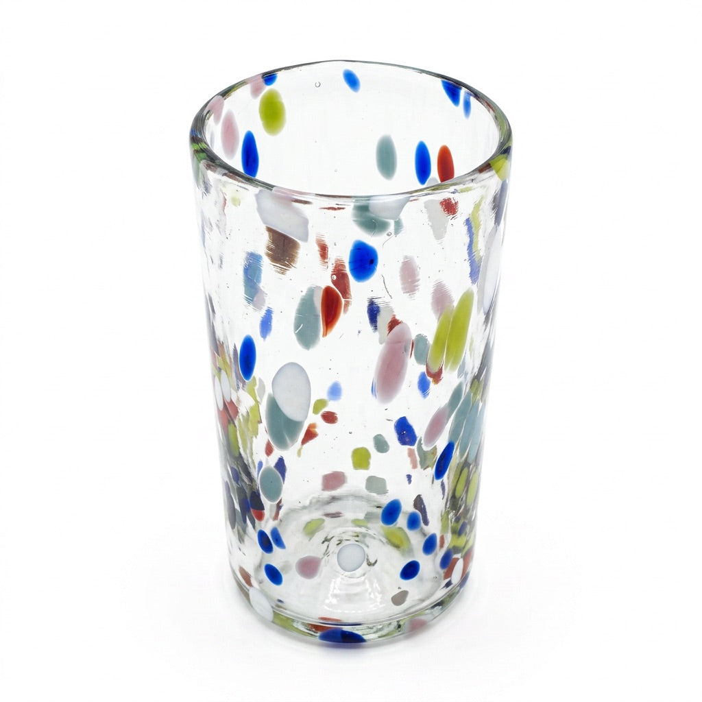 Lafiore Tube Tumbler Confetti Multi, mundgeblasenes Trinkglas aus recyceltem Glas, Mallorca