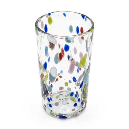 Lafiore Tube Tumbler Confetti Multi, mundgeblasenes Trinkglas aus recyceltem Glas, Mallorca