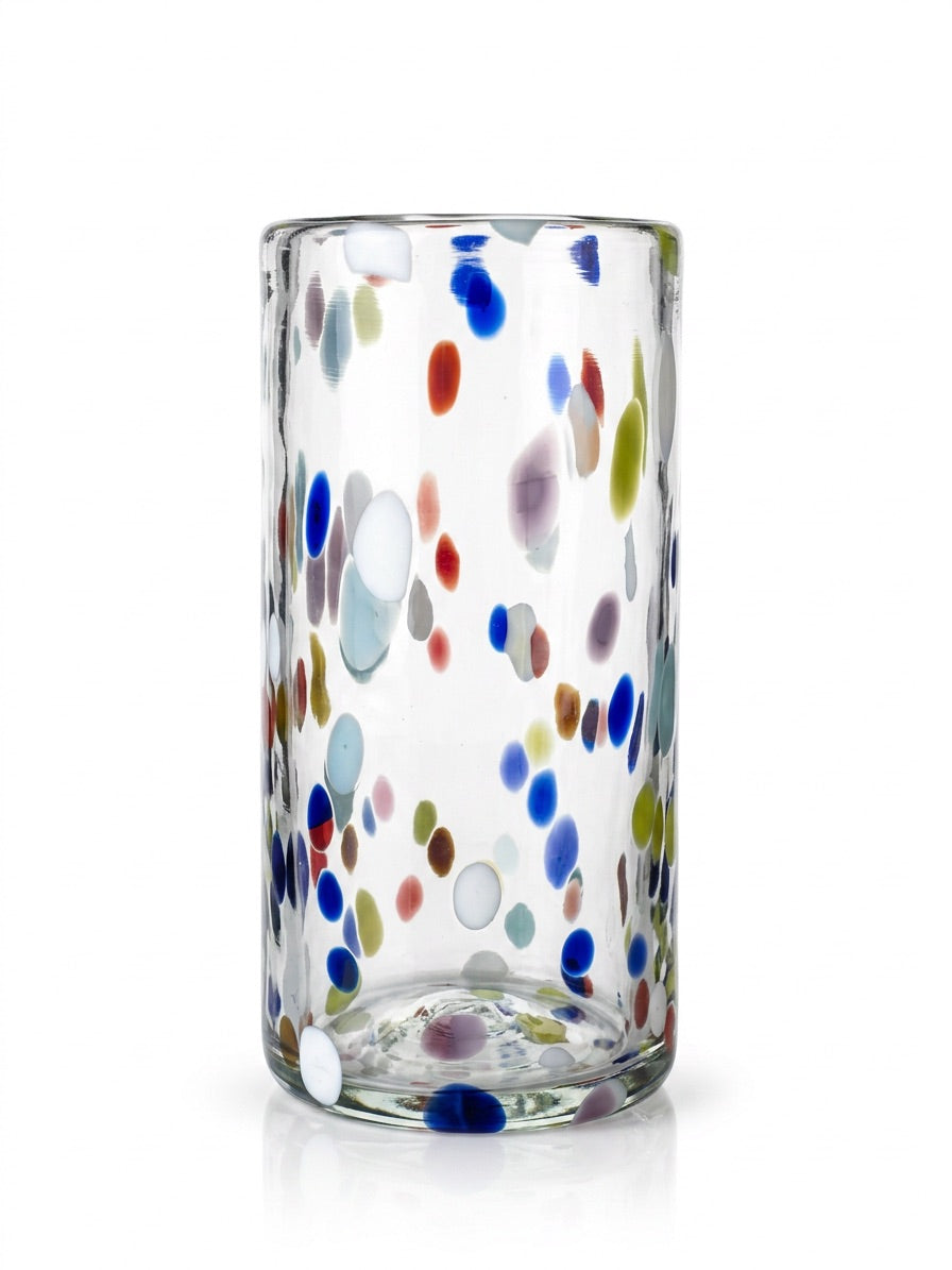 Lafiore Tube Tumbler Confetti Multi, mundgeblasenes Trinkglas aus recyceltem Glas, Mallorca