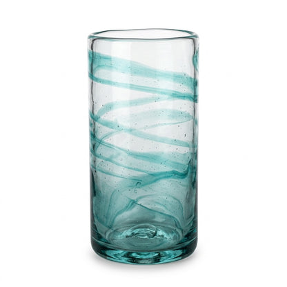 Lafiore Tube Tumbler Mare Türkis, mundgeblasenes Trinkglas aus recyceltem Glas, Mallorca
