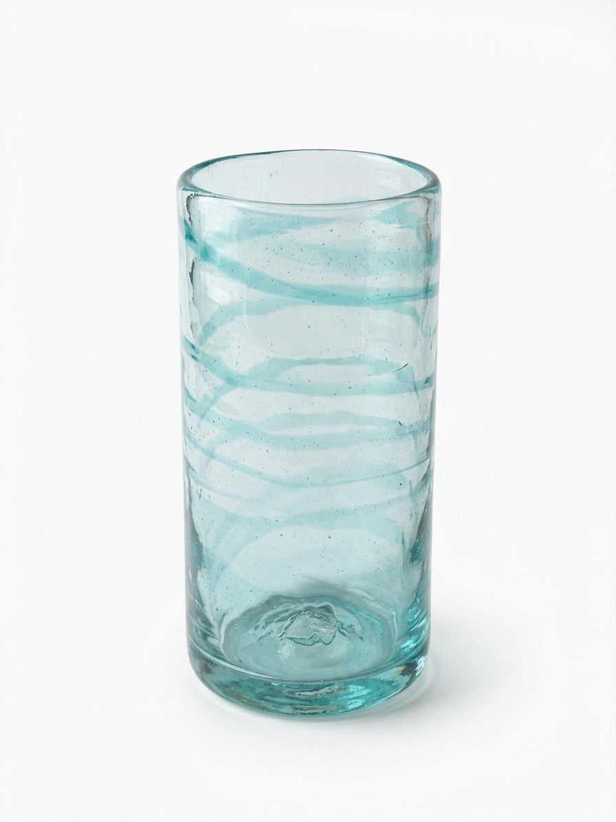 Lafiore Tube Tumbler Mare Türkis, mundgeblasenes Trinkglas aus recyceltem Glas, Mallorca