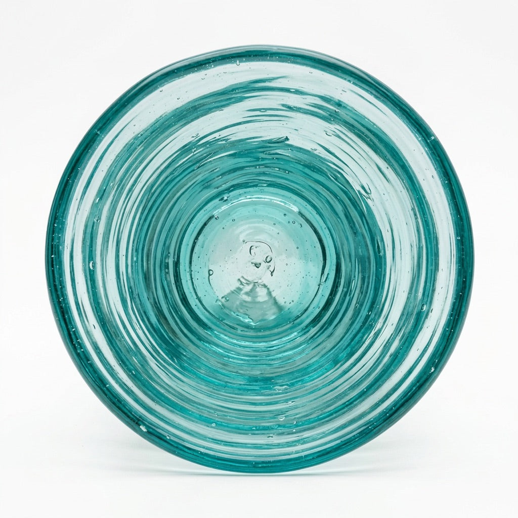Lafiore Tube Tumbler Mare Türkis, mundgeblasenes Trinkglas aus recyceltem Glas, Mallorca