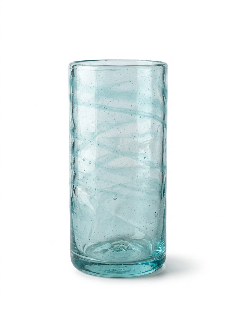 Lafiore Tube Tumbler Mare Türkis, mundgeblasenes Trinkglas aus recyceltem Glas, Mallorca