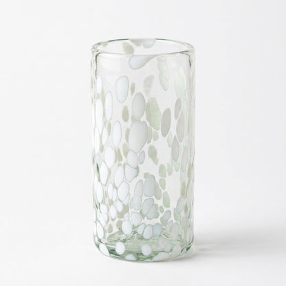 Lafiore Tube Tumbler Confetti Weiß, mundgeblasenes Trinkglas aus recyceltem Glas, Mallorca