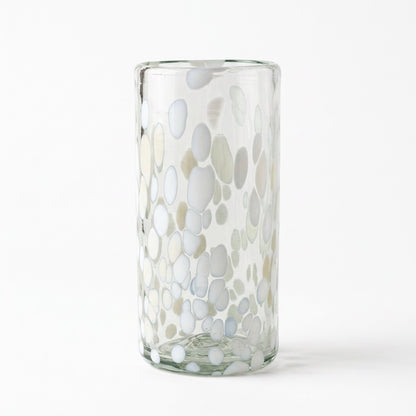 Lafiore Tube Tumbler Confetti Weiß, mundgeblasenes Trinkglas aus recyceltem Glas, Mallorca