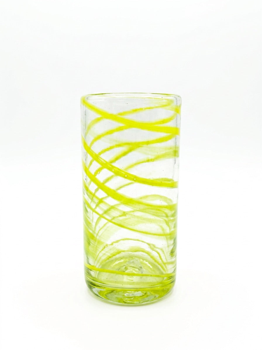 Lafiore Tube Tumbler Mare Gelb, mundgeblasenes Trinkglas aus recyceltem Glas, Mallorca